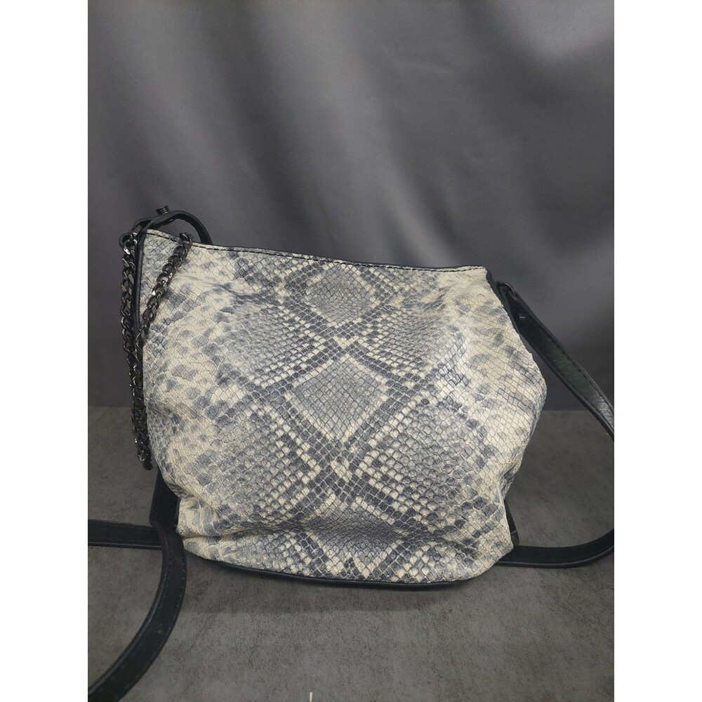 Botkier Snake Print Leather Crossbody With Zipper With Chain